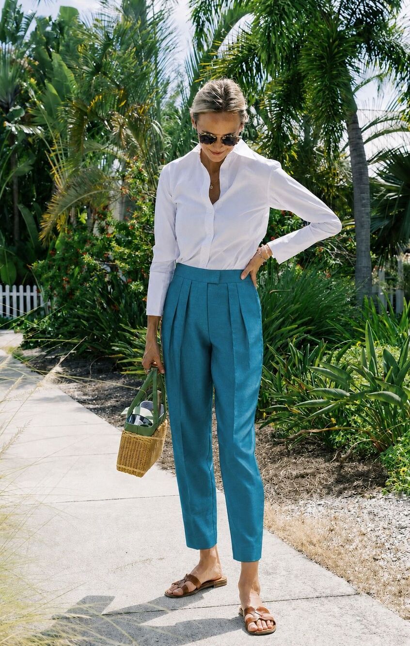 NWT Julia Amory Deco Dupioni Silk Pleated Pants – Deep Teal Med $368